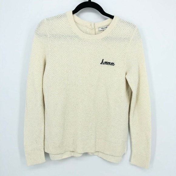 Madewell Sweaters - Madewell Embroidered Hmmm Button-back Sweater